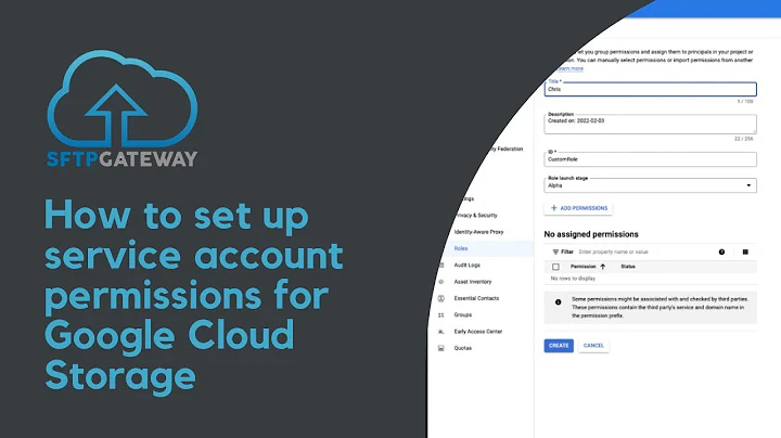 How to set up service account permissions for Google Cloud Storage in SFTP Gateway