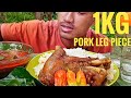 Eating 1kg of pork feet with 3 king chilli  northeast india