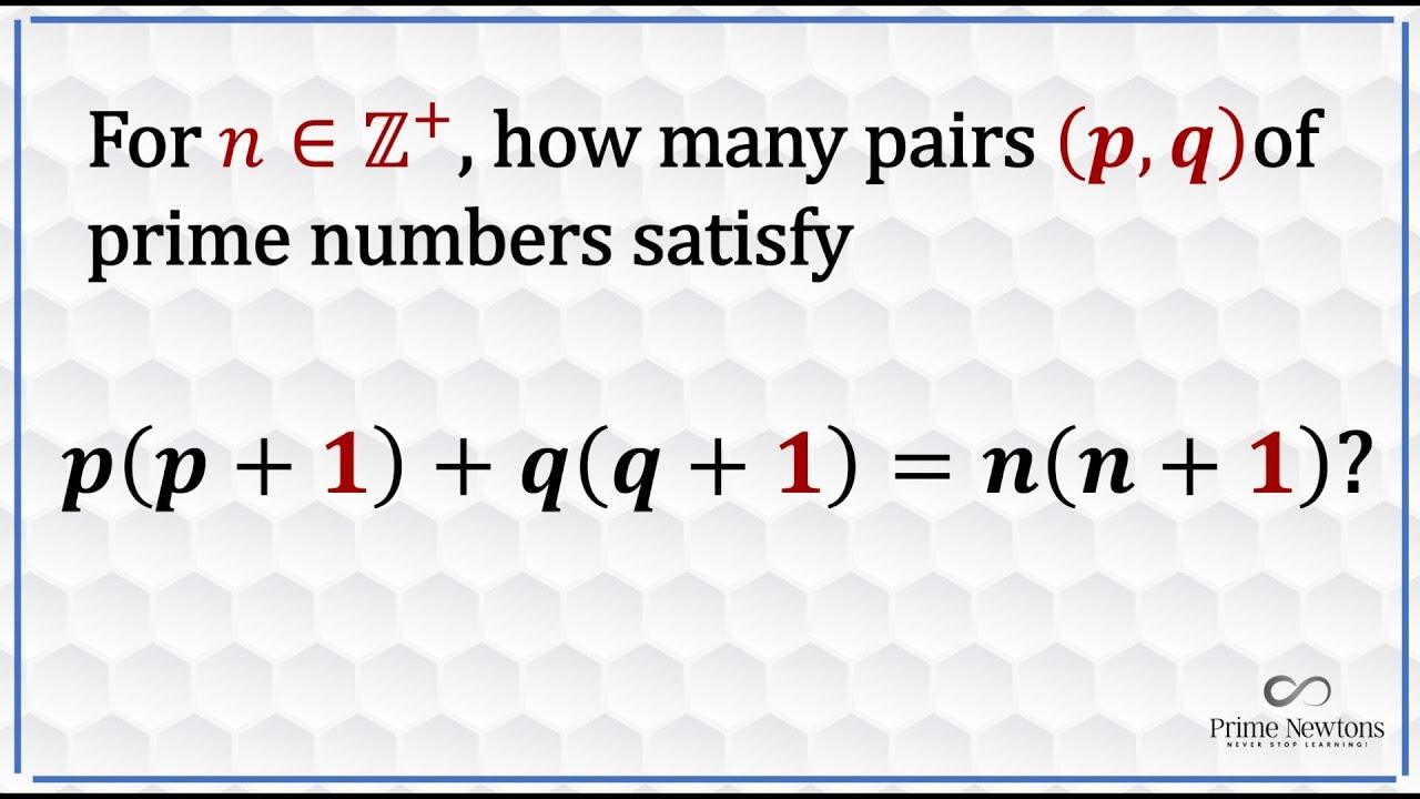 Find All Prime Pairs (p. q) for Positive Integer n. - YouTube