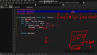 C program to convert binary into decimal