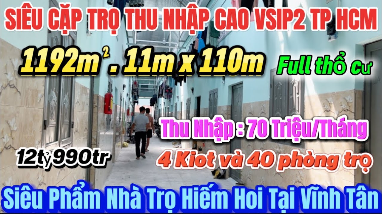 [Đã bán] Cặp Trọ Khủng Xây Mới Thu Nhập 70tr/th Hiếm Ai Bán KCN Vsip2 Chưa Qua Đầu Tư 1 Chủ Từ Đầu 