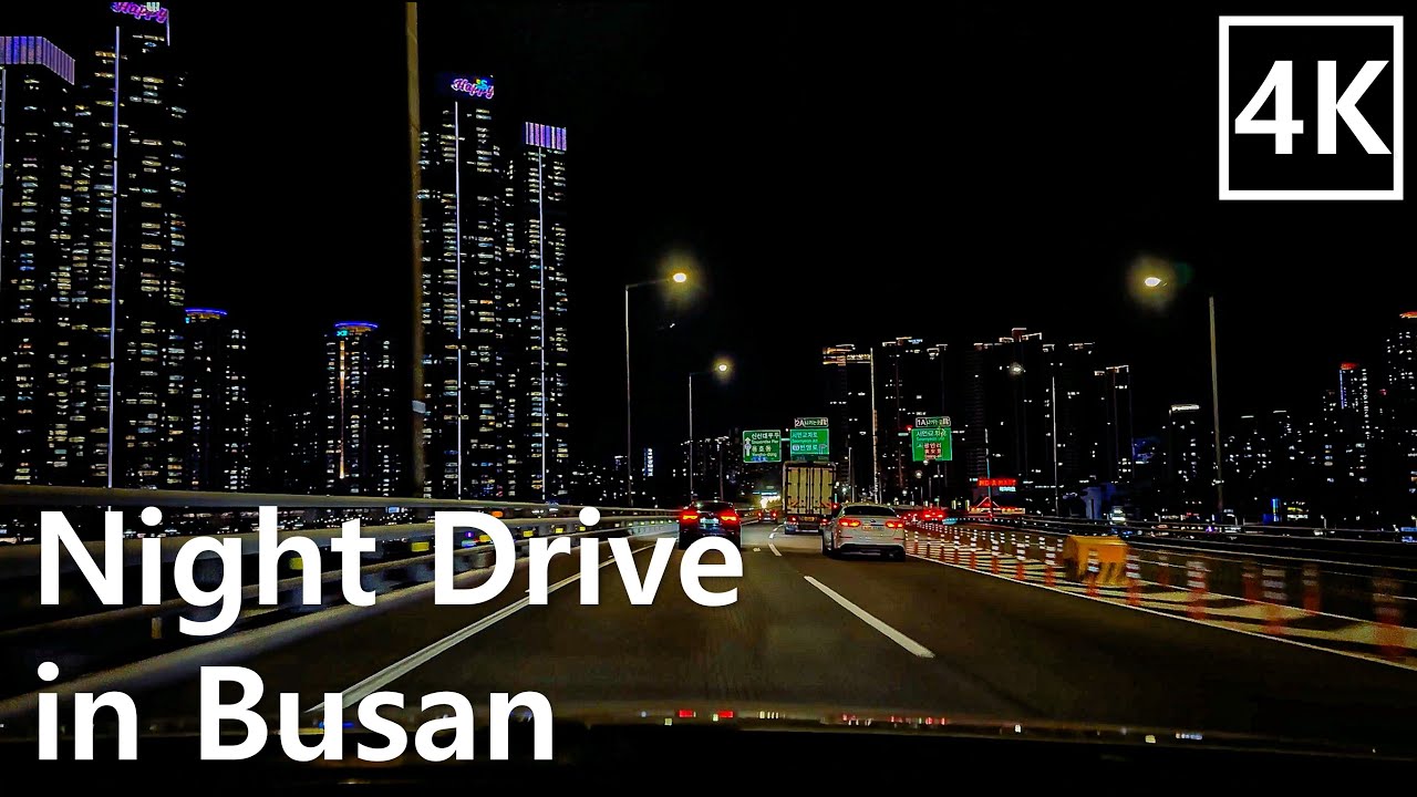 Driving in the night, Busan Ocean Bridge Tour for #Sleep #Work #Study