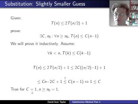 Recurrence Relations:  Substitution Method Part 2 (Improved version link in comments)