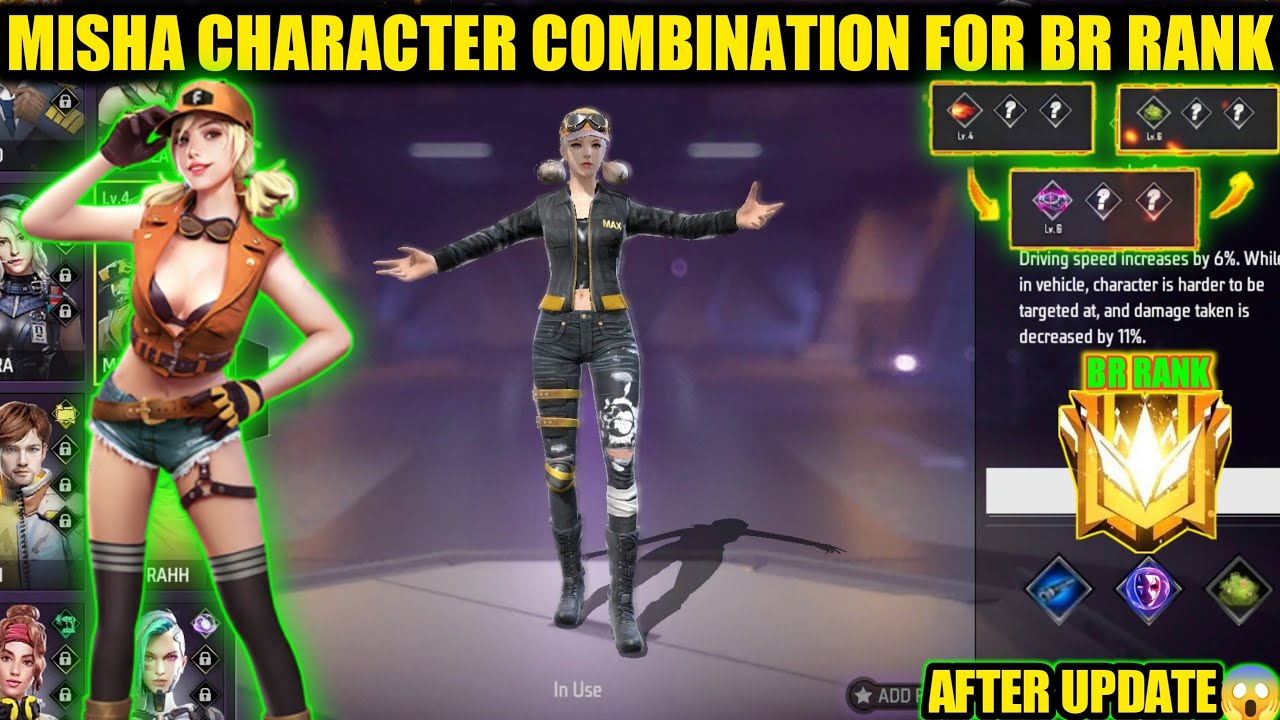 Misha Character Combination for BR RANK | Best Misha Character Skills After update
