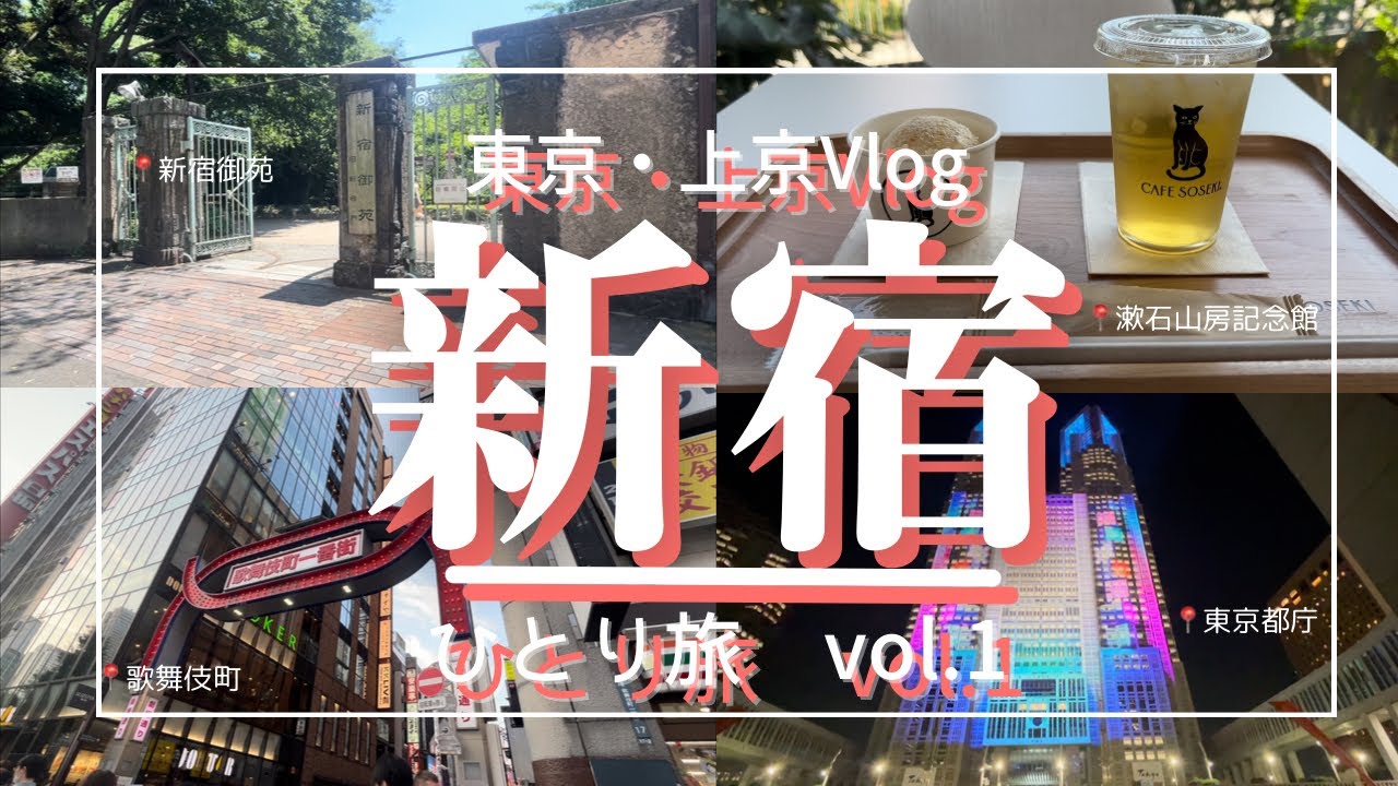 【東京Vlog#1】上京したての女、東京・新宿をひとりで歩く｜御苑・歌舞伎町・カレー・夜景も🍵🍛🌃