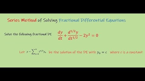 Fractional Differential Equation ||| Lec 12|| A New Series Method|| Dr Saeed