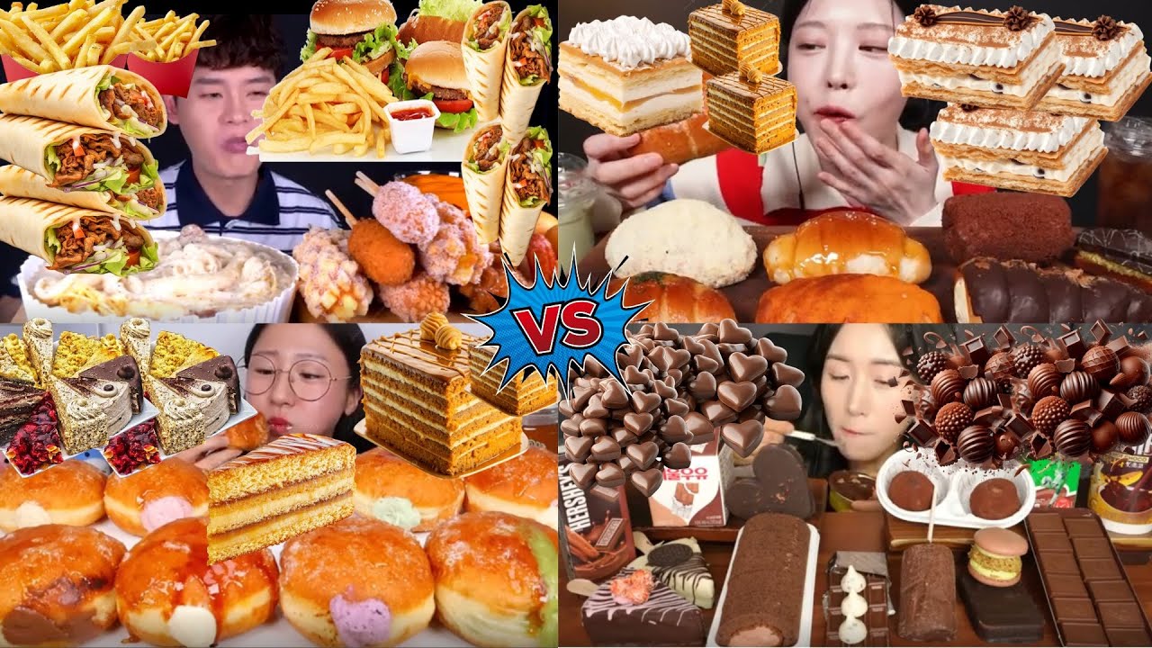 EPIC SWEET VS FAST FOOD MUKBANG 🍔🍰 | Extreme ASMR Food Feast