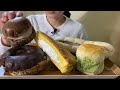 【咀嚼音】たっぷりクリームシフォンサンド、抹茶マリトッツォ、ちぎれるチョコホイップパン、ショコラバウムを食べた/생크림빵/Whipped cream bun【ASMR】【食べるだけ】