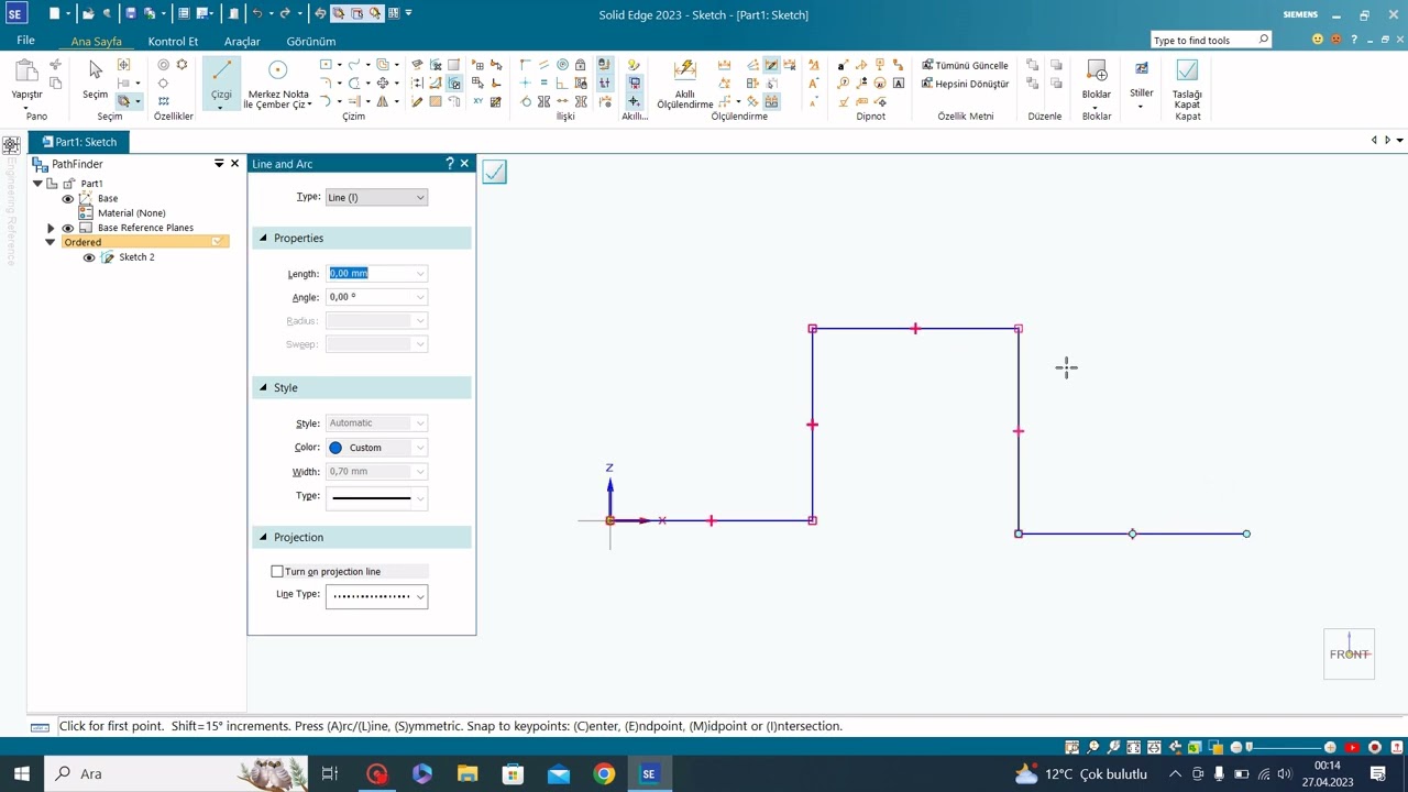 Solid Edge 2023 Free 2D -Eğitim Videoları –15 Taslağı Otomatik Ölçekle