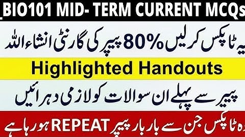 BIO101 Current Paper 2025 , | Get 40/40 in BIO101 Midterm, |🚀 Solved Important MCQs | #vu 