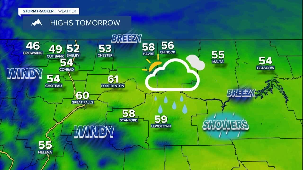 Windy and cooler with scattered rain and mountain snow showers on ...