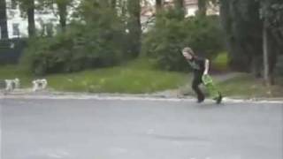 Backside heelflip attempts on a street gap