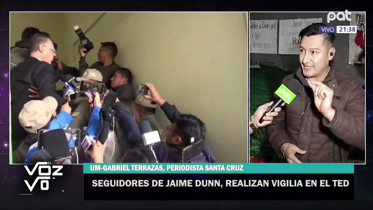 Simpatizantes de Jaime Dunn mantienen vigilia frente al Tribunal Electoral Departamental