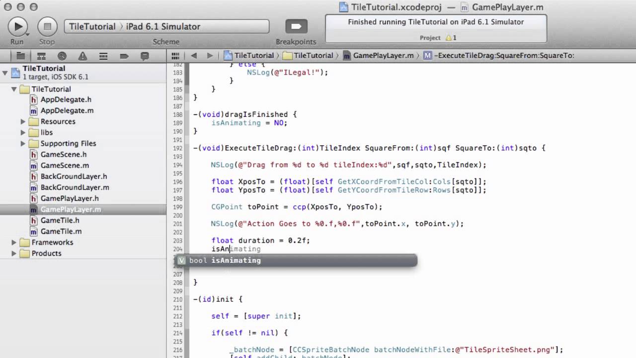 Beginner Cocos 2d - iPad Tile Puzzle Game (iOS) - Part 15 - Actions - Moving the tiles