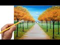 Paisagem em tela como pintar paisagem com caminho com ipê amarelo 18