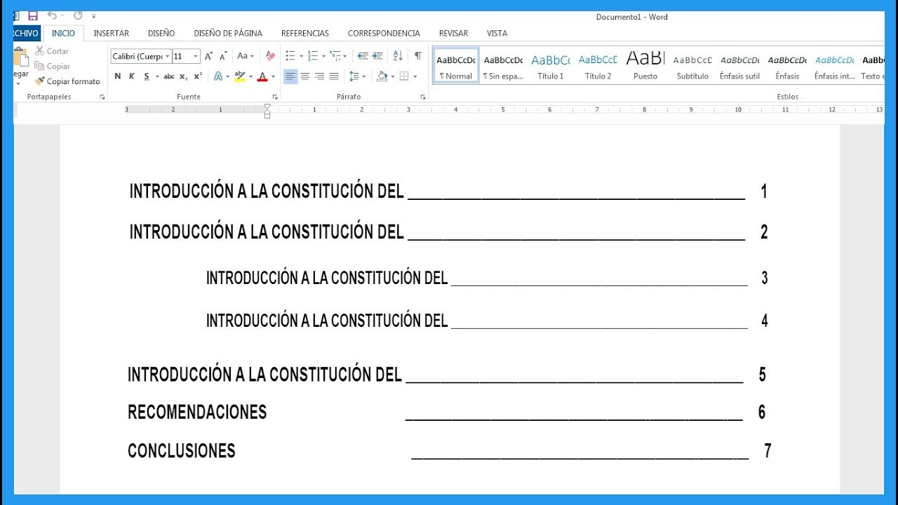 Como hacer un indice de tablas en word