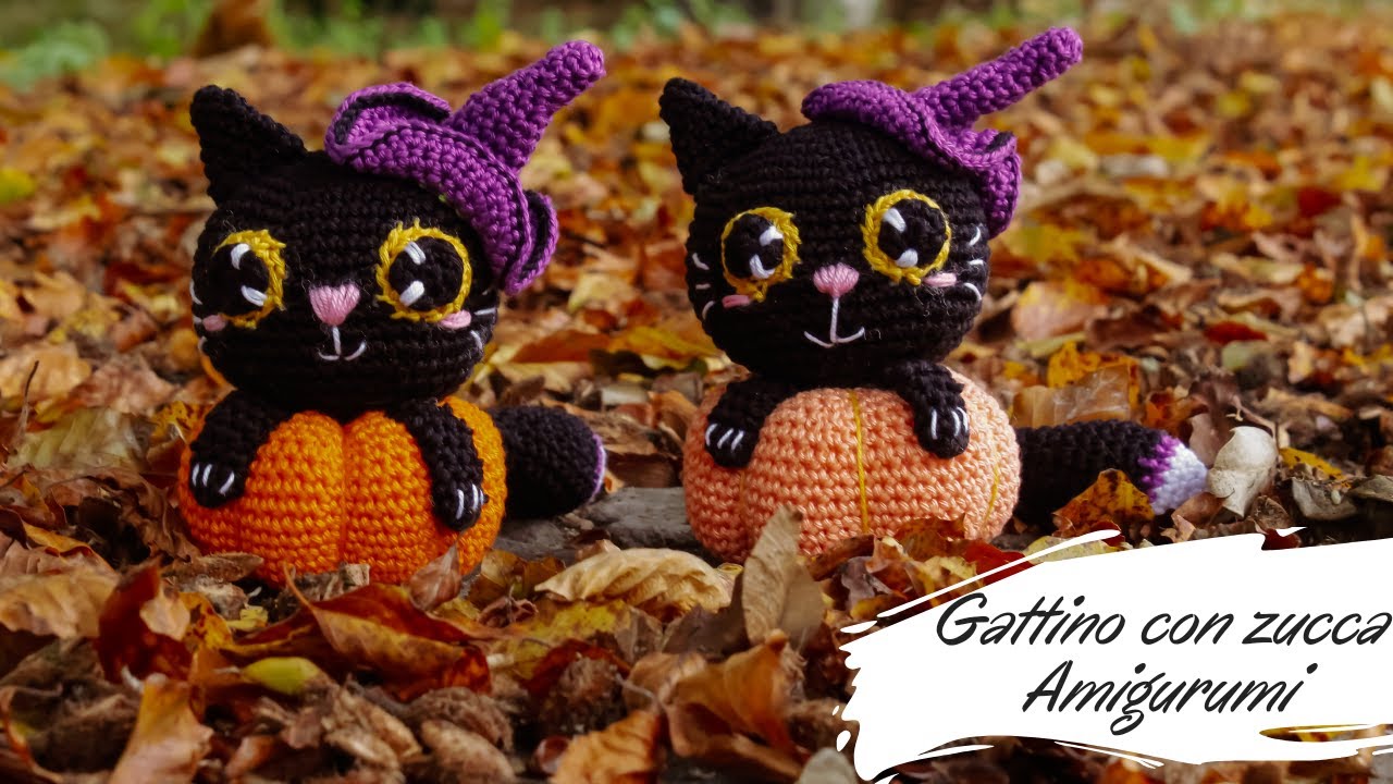 Gattino su zucca | amigurumi crochet 