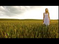 videoblocks young beatiful woman in white dress walking in the yellow field on the blue sky backgrou