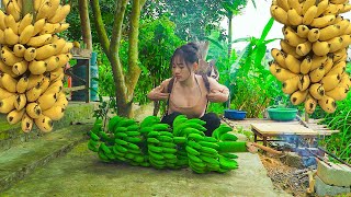 7 Days - The Life of a 17-Year-Old Single Mother | HAVESTING BANANA, Make banana Cake sell in MARKET