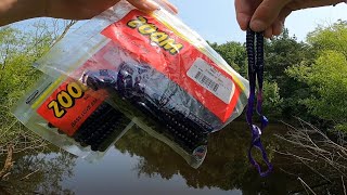 Throwing big curly tail worms for ￼ ((lake monsters￼)) ((deep tree fishing))