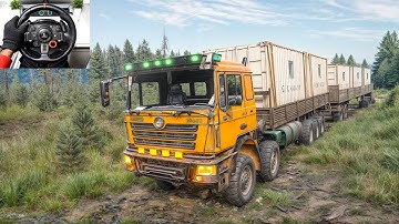 F3000 - Hauling Multiple Containers Through Wild Terrain | SnowRunner | Logitech G29 Gameplay