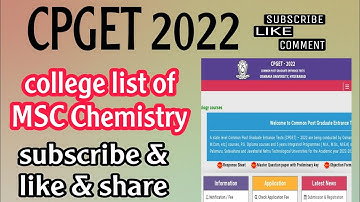 CPGET 2022 MSC chemistry college list||college list||#cpget2022 #cpget #college