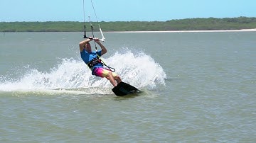 Kitesurfing Technique - Twin Tip Heel to Toe Tack Slow Mo