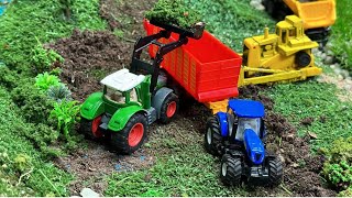 Siku farming tractors - stop motion fastrac fendt John Deere bulldozer tipping trailer - stop motion