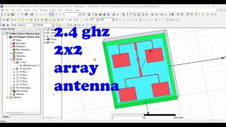 2.4GHz 2x2 patch array antenna using ansys hfss electronics desktop