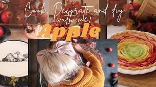 🍎DECORATE, DIY + COOK WITH ME 🍎 OMBRE APPLE PIE, FALL APPLE WREATH DIY, FALL APPLE TABLESCAPE