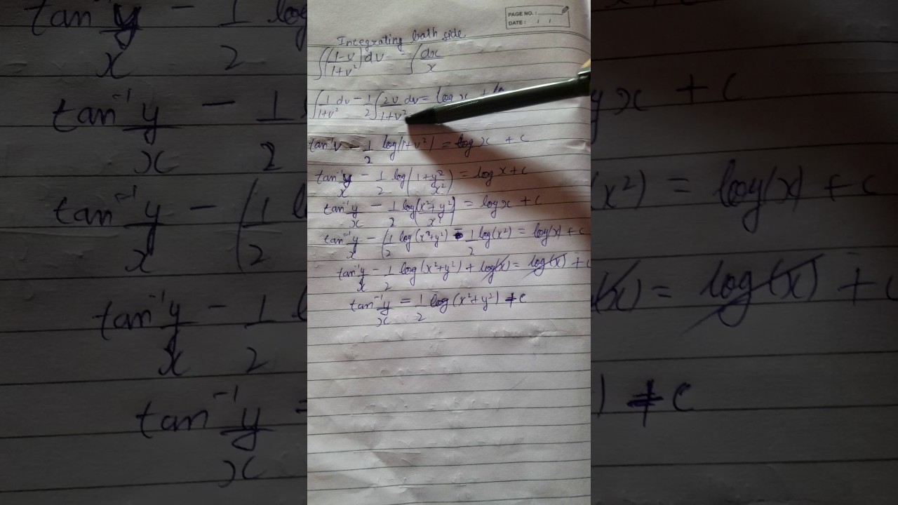 Solve Differential Equation X Y Dy X Y Dx 0 Youtube