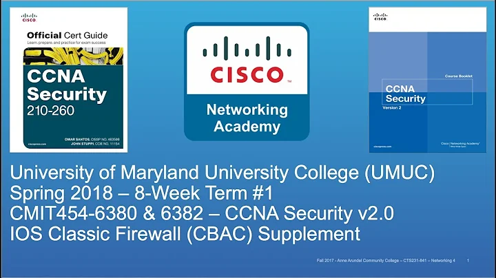 UMUC - CMIT 454 - CCNA Security - Spring 2018 - IOS Classic Firewall (CBAC) Supplement - Week #3