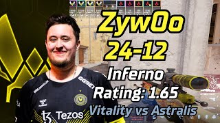 Vitality ZywOo (24-12) vs Astralis (Inferno) | EPL S19 | May 11, 2024 #cs2 #pov