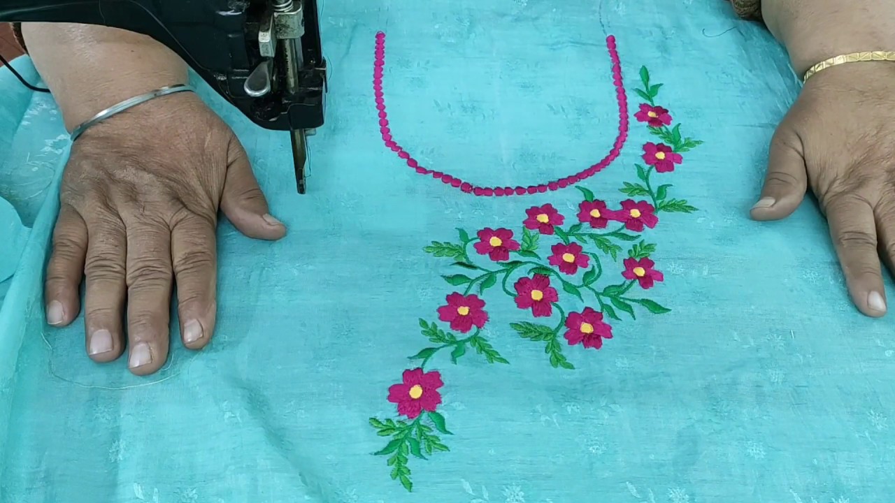 Fancy and Elegent Neckline design with machine embroidery YouTube