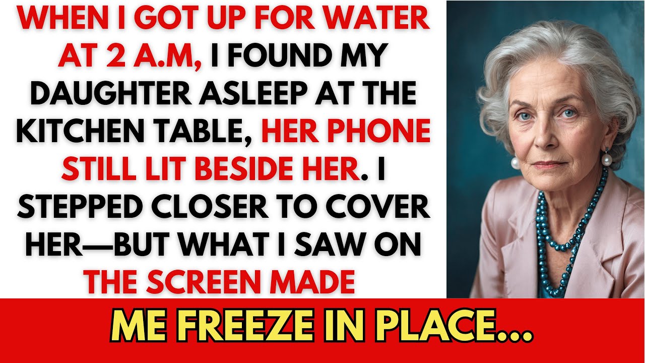 At 2 a.m., I found my daughter asleep at the kitchen table, her phone still glowing beside her hand. I only meant to darken the screen so it wouldn't wake her. That's when I saw the message:...