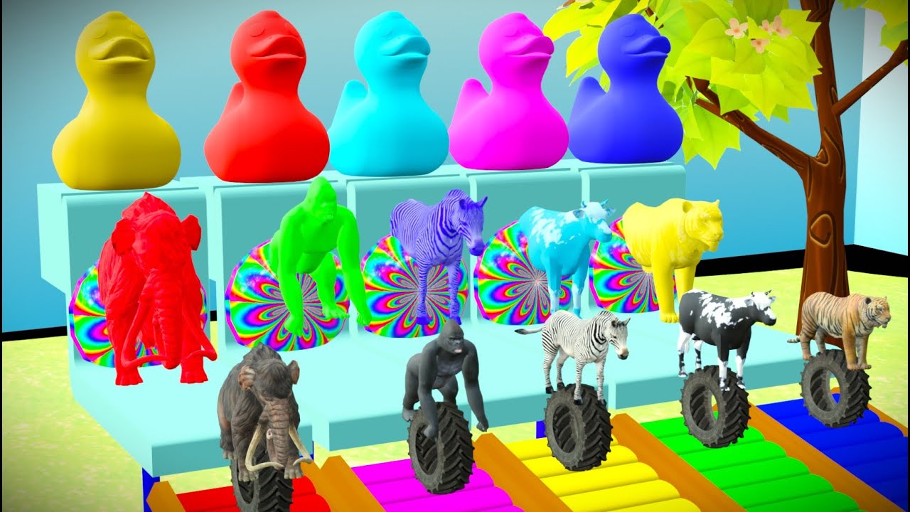 Wild Animals colors Transformation Cartoon Videos & animals fountain ...