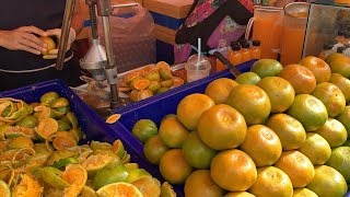 Fruit Ninja Amazing Orange Cutting Skill Fresh Orange Juice Process - Delicious Thai Food - Bangkok