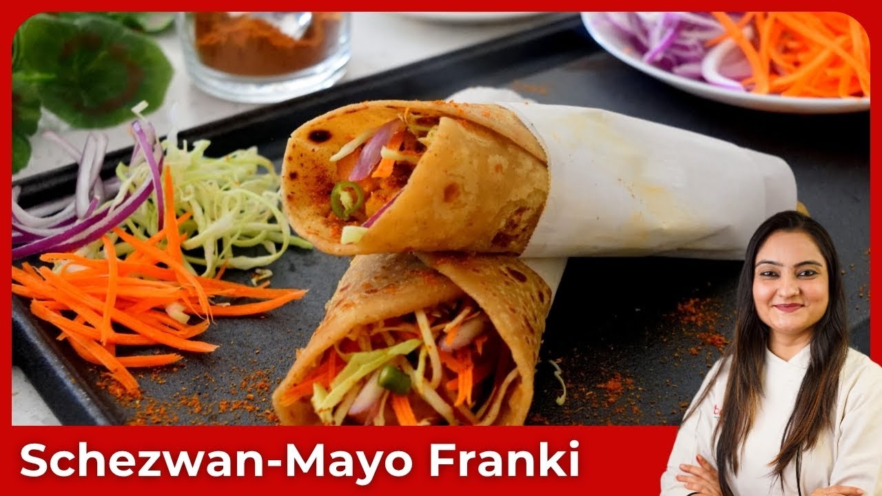 बाजार जैसी वेज फ्रैंकी घर पर कैसे बनाएं ? Street Style Frankie Recipe, Veg-Schezwan Mayo Frankie
