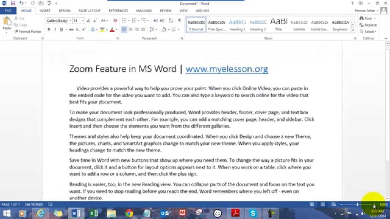 Use Zoom Feature in MS Word Hindi YouTube