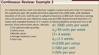 Continuous Review  Demand and LT Uncertainty