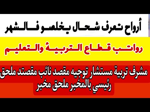 راتب مشرف تربية مستشار توجيه مقتصد نائب مقتصد ملحق مخبر قطاع تعليم