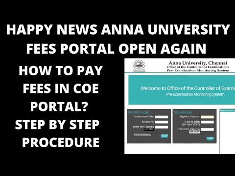 Anna university fees portal open again | How to pay fees in COE portal step by step procedure?