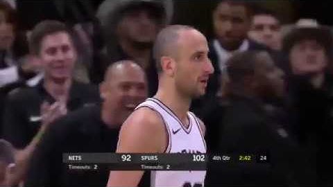 Manu Ginobli putback dunk! Spurs beat the Nets , Nets vs Spurs Dec 26 2017-2018 season