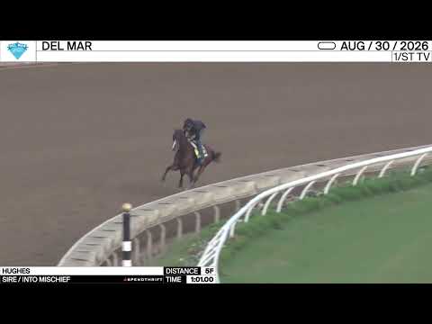 Work of the Day at Del Mar: Hughes worked 5 Furlongs in 1:01.00 on August 30th, 2026