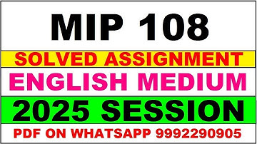 MIP 108 solved assignment 2025 | MIP 108 solved assignment in english 2025 | ignou MIP 108
