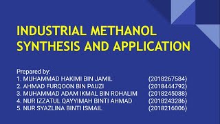 Industrial Methanol Synthesis and Applications Group 6