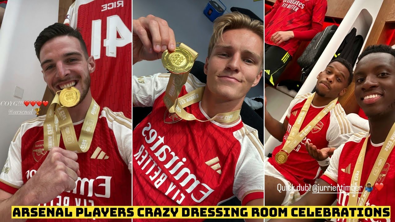 😍 Arsenal Players Crazy Dressing Room Celebrations after Winning The Community Shield