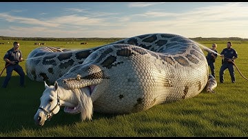 Brave Team Fights Giant Python to Save Trapped White Horse 🐍 | Heart-Stopping Animal Rescue