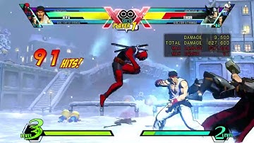 UMVC3 Ryu - Upward Shinku combo with Double Baku Hadoken