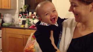 4 month old baby Dylan laughing at Daddy's sneezes